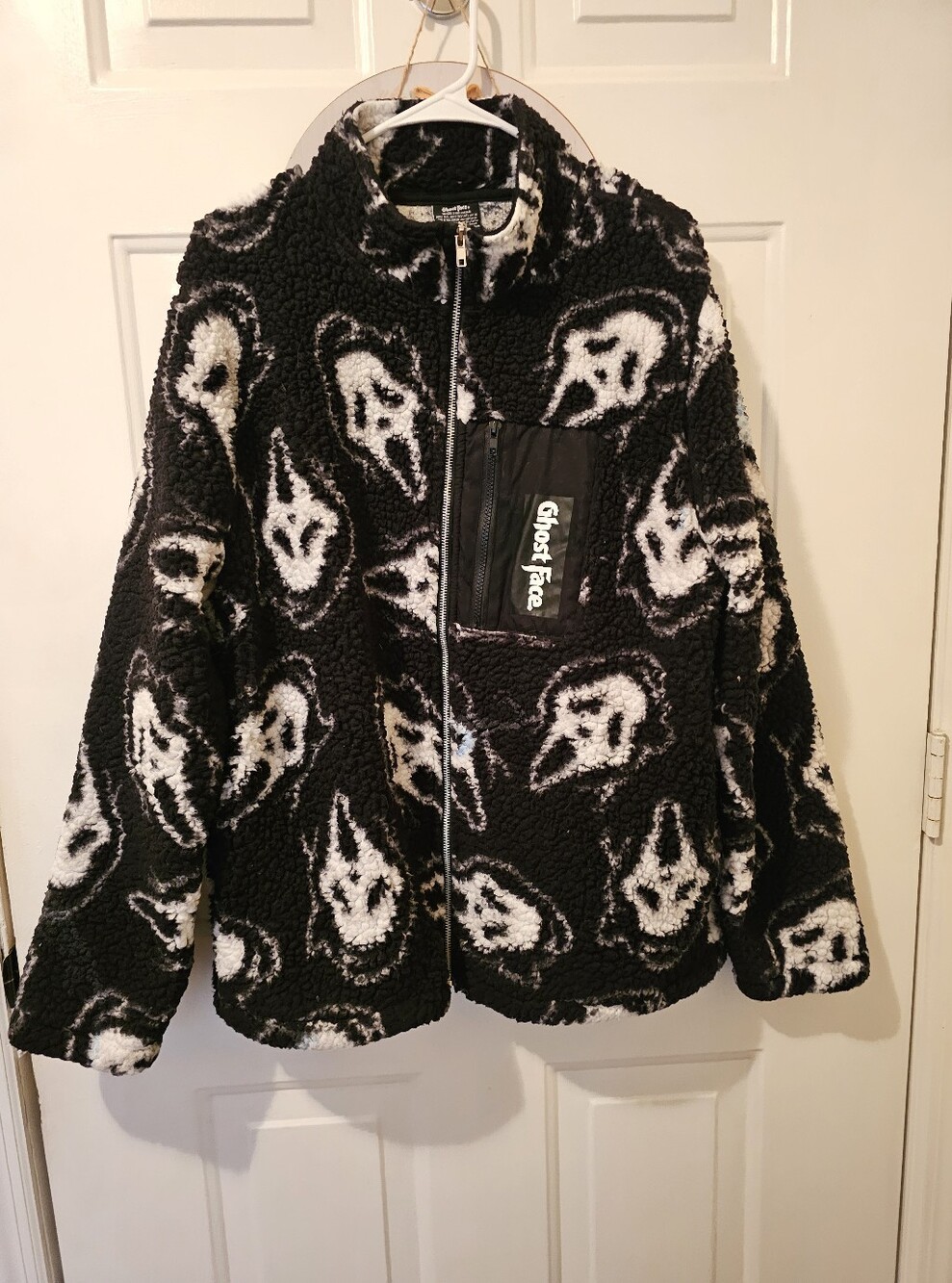 Ghost Face Black & White Sherpa Zip Jacket